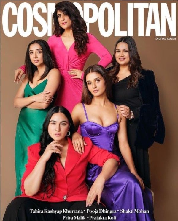 Priya Malik (in the red dress) on the cover page of Cosmopolitan magazine