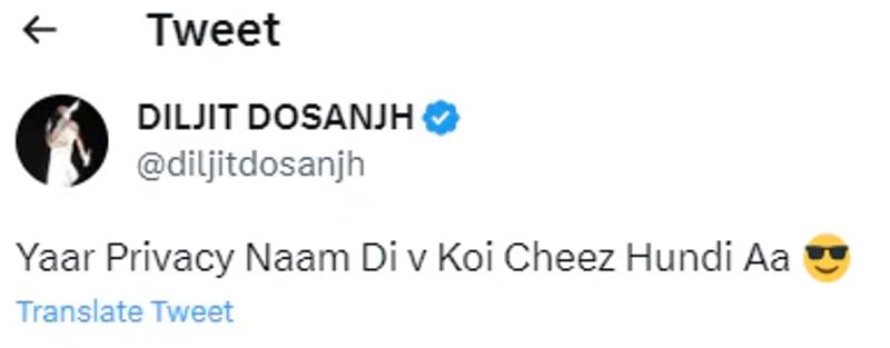 Diljit Dosanjh reacted on Twitter about claims that he got touchy with Taylor Swift