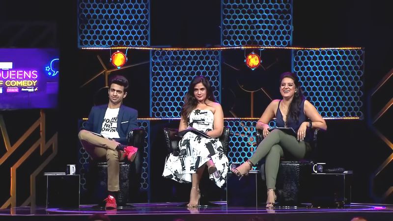 Rohan Joshi (right) as a Judge in Queens Of Comedy (2018)