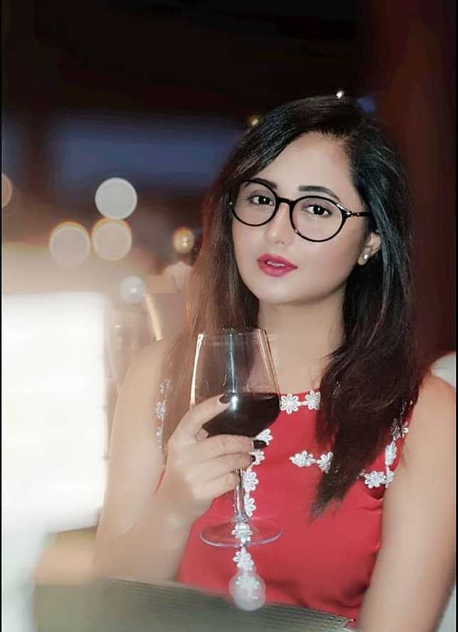 Rashami Desai with a glass of wine