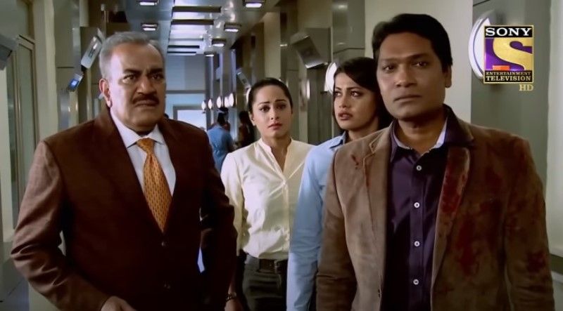 Aditya Srivastava (extreme right) as Abhijeet in a still from the TV series 'C.I.D'
