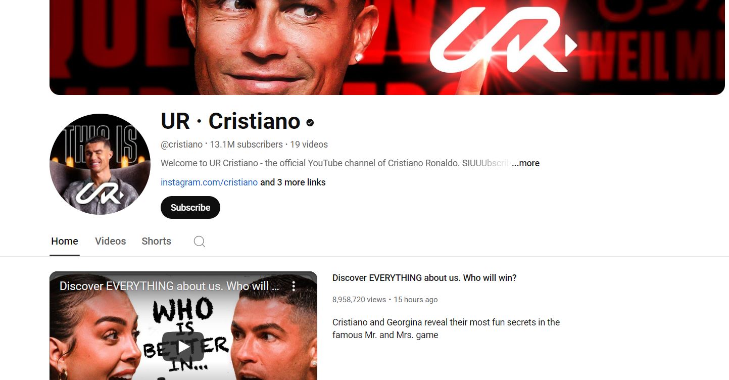 Cristiano Ronaldo YouTube Channel