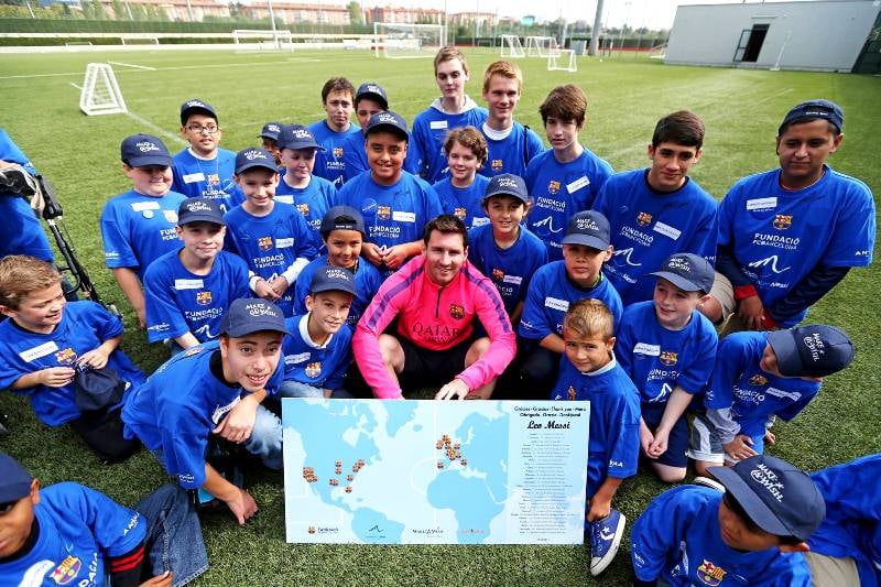 Lionel Messi in an event organized by the Leo Messi Foundation