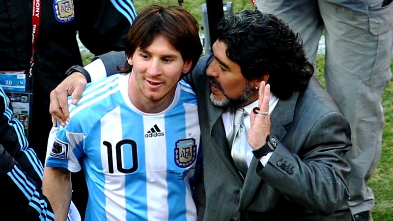 Lionel Messi with Diego Maradona