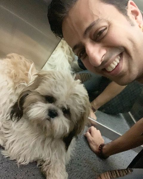 Salim Merchant with his pet dog, Cookie