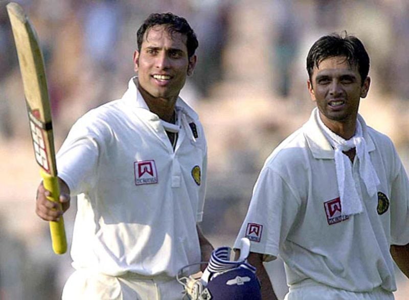 Dravid and Laxman after a record partnership on 14 March 2001