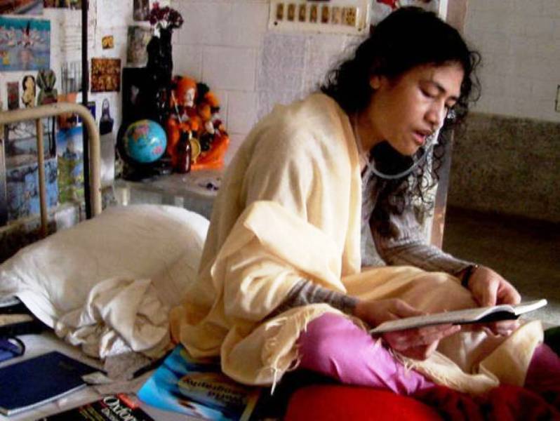 Irom Sharmila Reading a Book