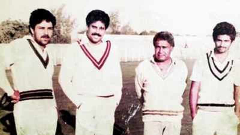Kapil Dev (2nd from left) With His Coach Desh Prem Azad (2nd from right)