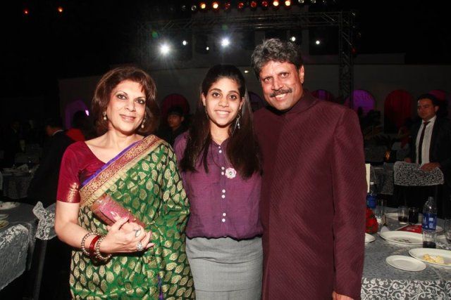 Kapil Dev with his wife Romi and daughter Amiya