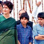 Priyanka Gandhi with her son and daughter