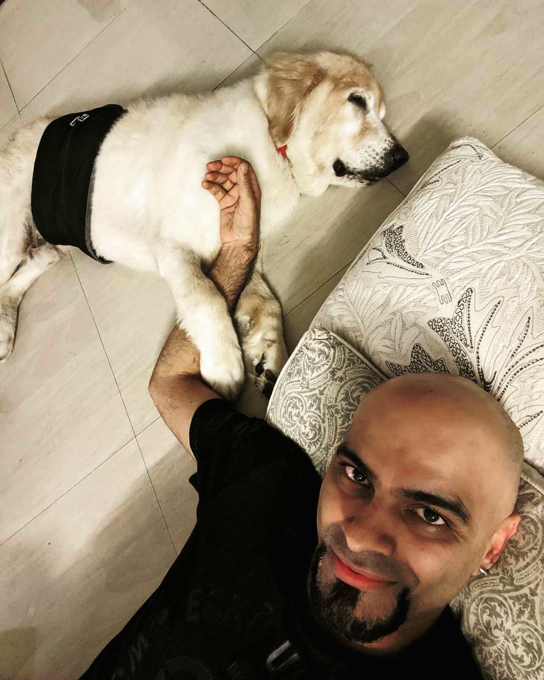 Raghu Ram with His Pet Dog
