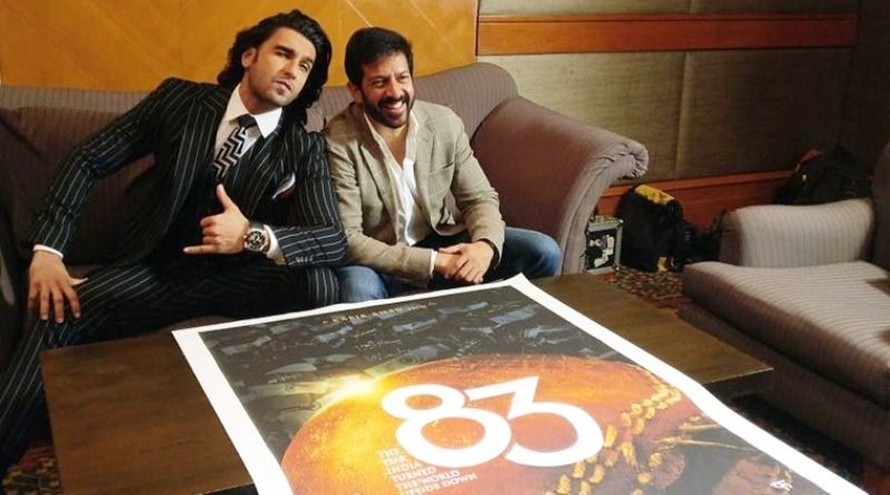 Ranveer Singh With The Poster of Kapil Dev's Biopic 83