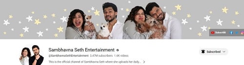 Sambhavna Seth Entertainment YouTube channel