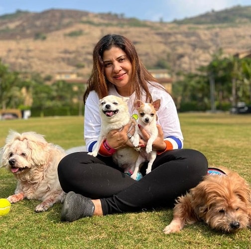 Sambhavna Seth with her pet dogs