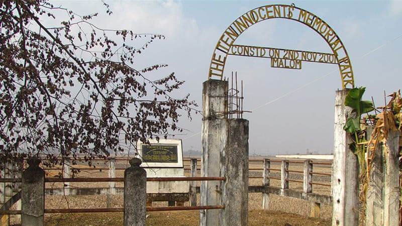 The memorial site in Manipur where the 10 civilians were killed by Indian soldiers