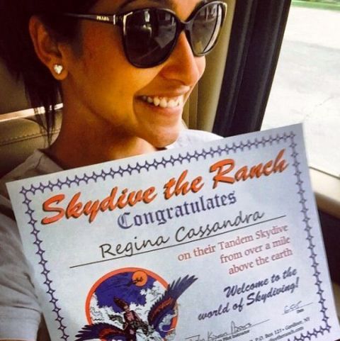Regina Cassandra With A Certificate in Skydiving