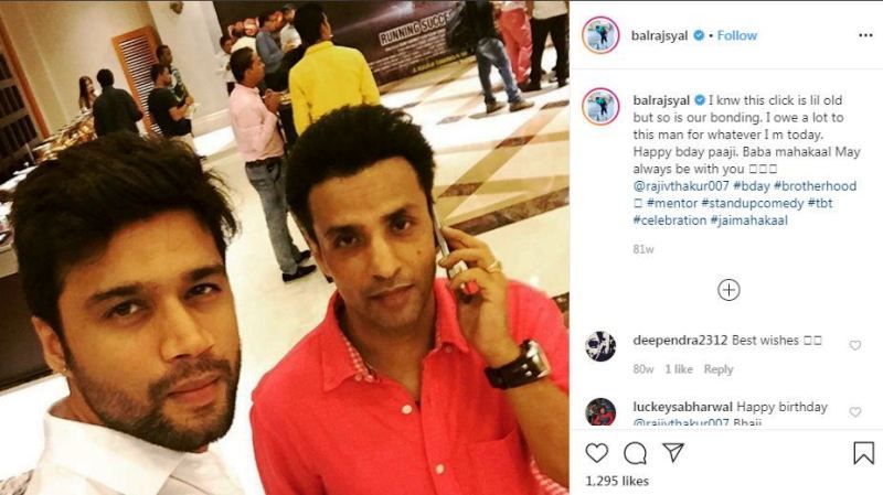 Balraj Syal's Instagram Post about Rajiv Thakur