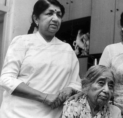 Lata Mangeshkar with her mother