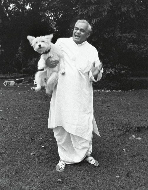 Atal Bihari Vajpayee Playing With A Dog