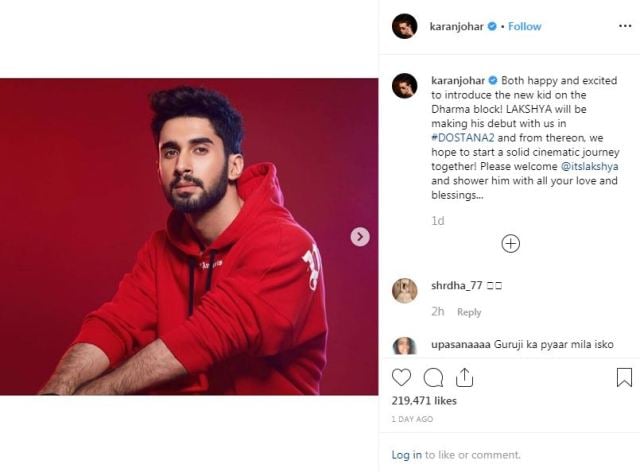 Karan Johar's Instagram post