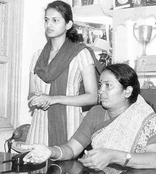 Vangaveeti Radha Krishna's mother (sitting) and sister (standing)