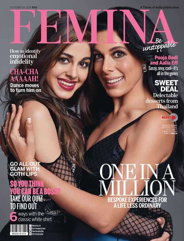 Aalia on the cover page of Femina with her mother Pooja Bedi