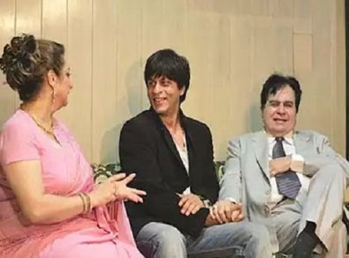Dilip Kumar with Shah Rukh Khan and Saira Banu