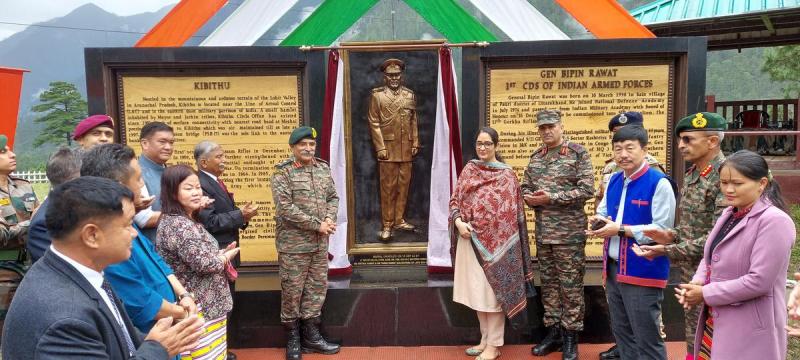 A life-size mural of the late Gen Bipin Rawat was unveiled at the military camp in Kibithu, Arunachal Pradesh on 10 September 2022