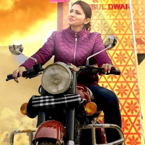 Chitra Tripathi Riding Bullet