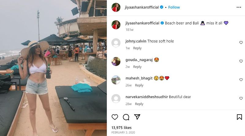 Jiya Shankar's Instagram post about consuming beer