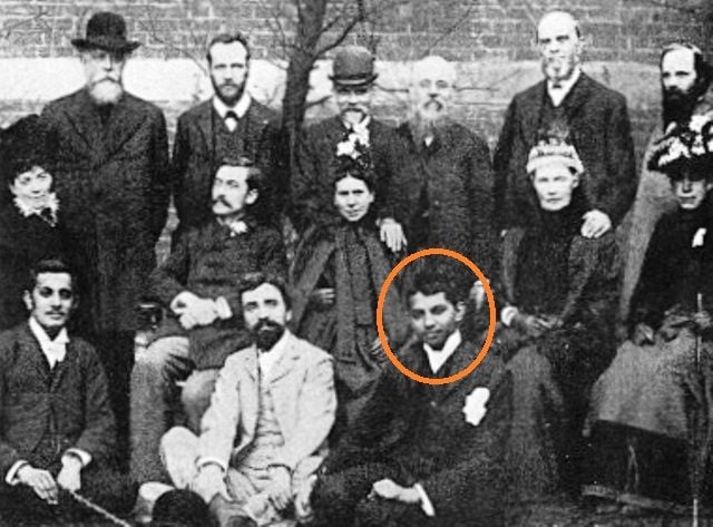Mahatma Gandhi (Seated Extreme Right) With The Members of Vegetarian Society
