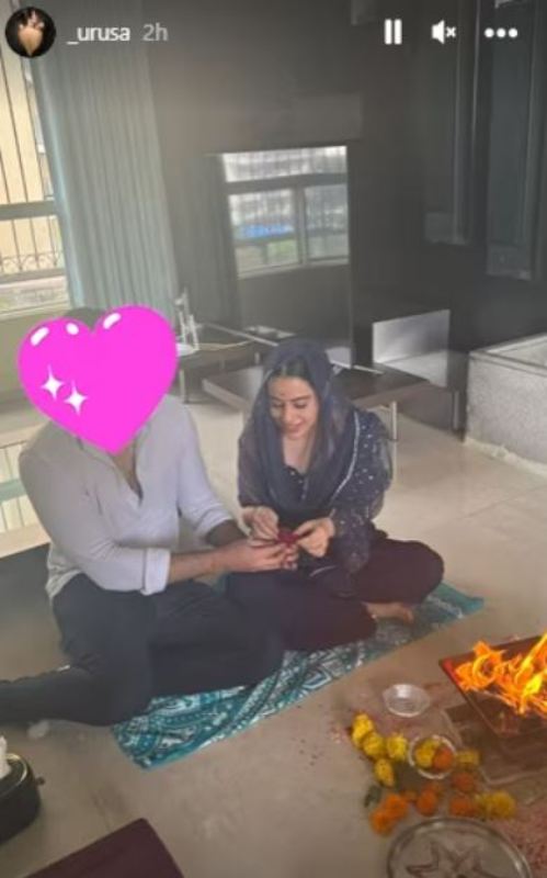Urfi Javed while performing a puja with a man