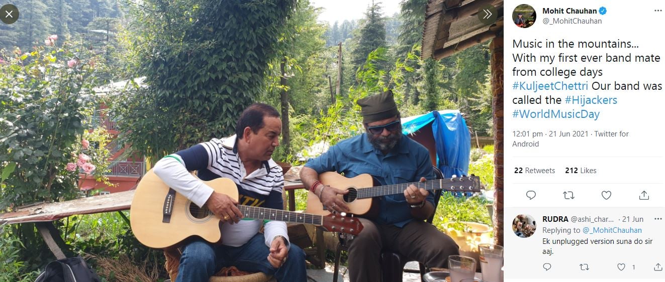 Mohit Chauhan's Twitter post about his first music band
