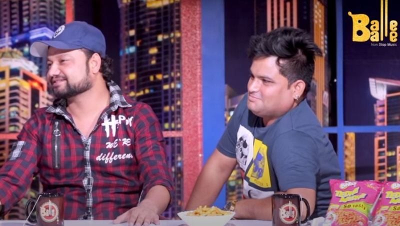 Raju Punjabi (right) in a still from the talk show 'KhoruPanti News with Lakha' 