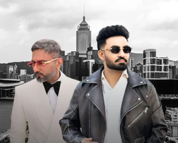 Resham Singh Anmol on the poster of a song with Yo Yo Honey Singh