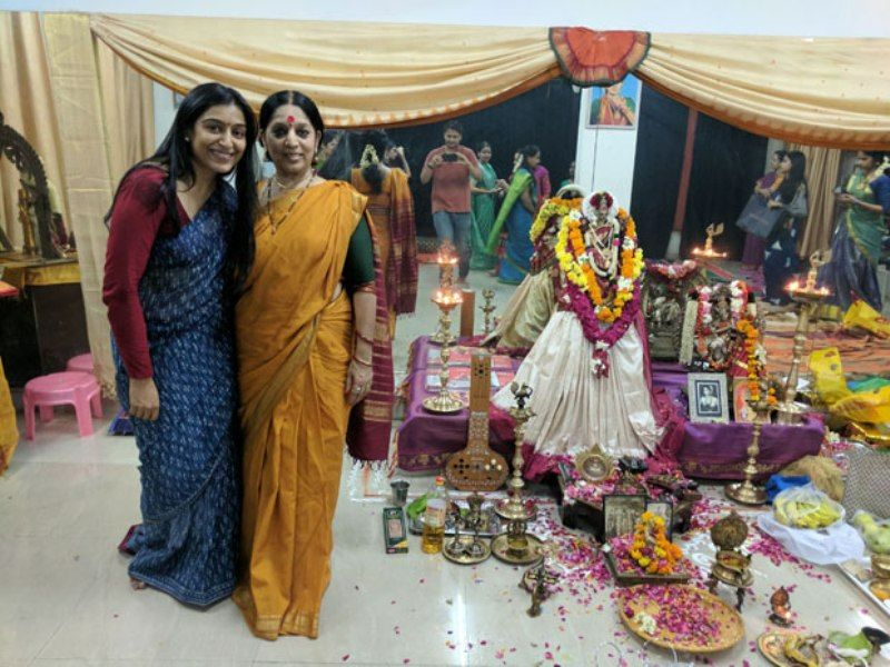 A picture of Padmapriya Janakiraman with her guru, Jayalakshmi Eshwar, captured on the eve of Vijayadasmi in New Delhi
