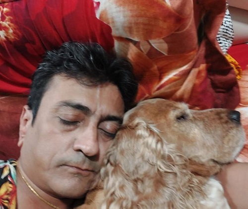 Amit Bhatt with his pet dog