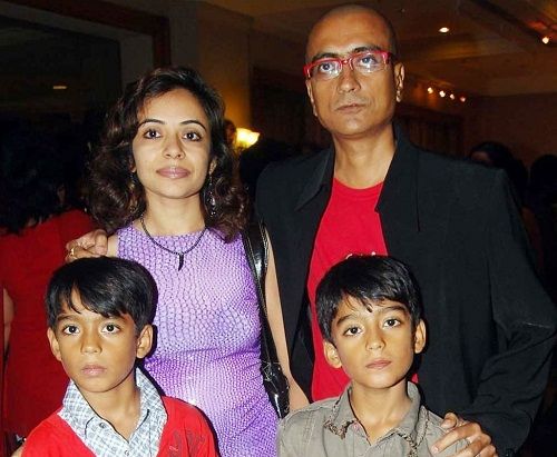 Amit Bhatt with his wife and sons