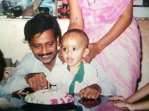 A Childhood Picture of Rahul Vaidya With His Father