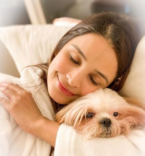 Chetna Pande and her pet dog