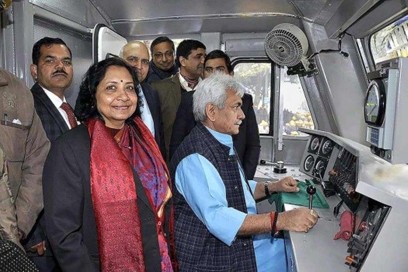 Manoj Sinha on the seat of a loco pilot