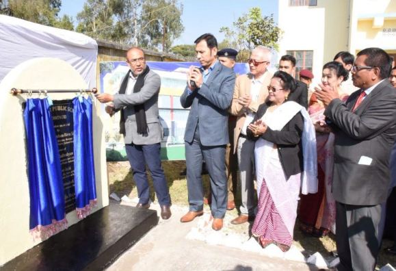 N. Biren Singh laying the foundation stone for a new building of Manipur Public School