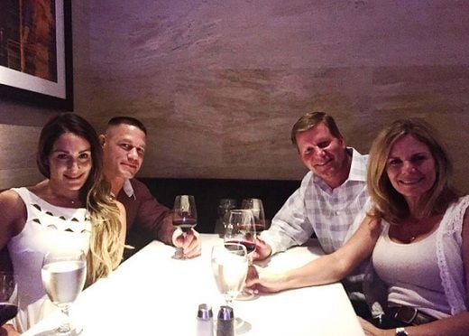 Nikki Bella with her boyfriend John Cena and mother Kathy