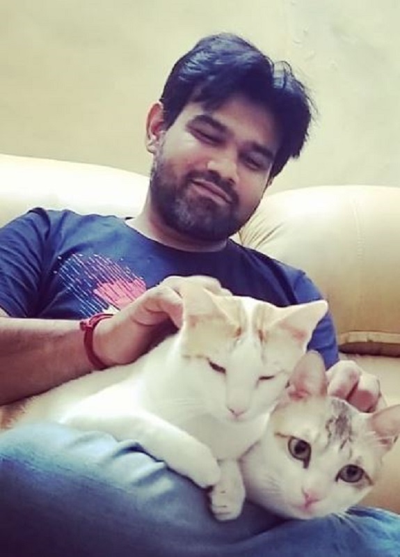 Sahil Vaid With His Pet Cats