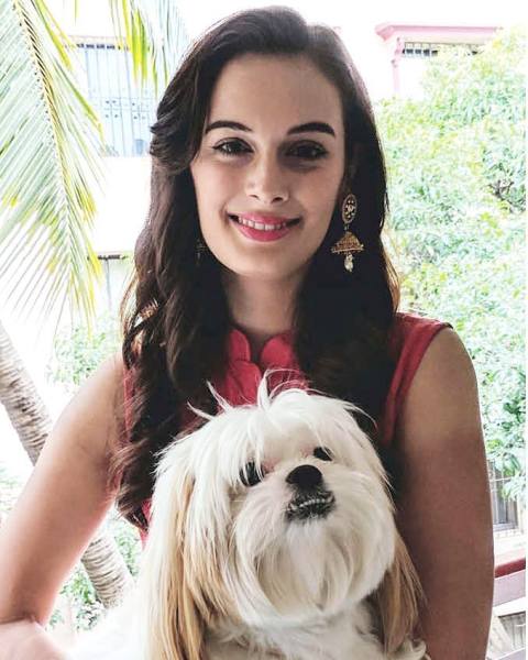 Evelyn Sharma with her pet dog