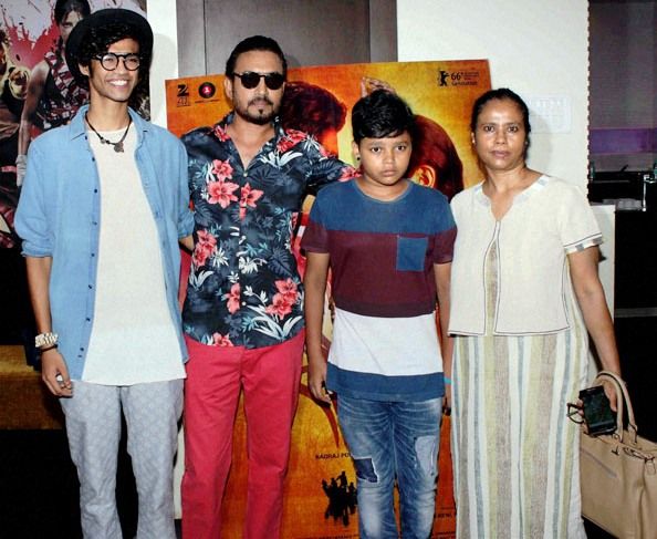 Irrfan Khan with his wife and children