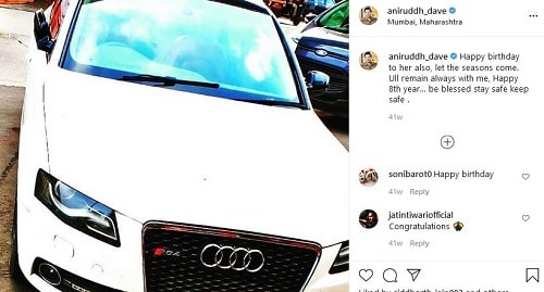Aniruddh Dave's Instagram post about his car