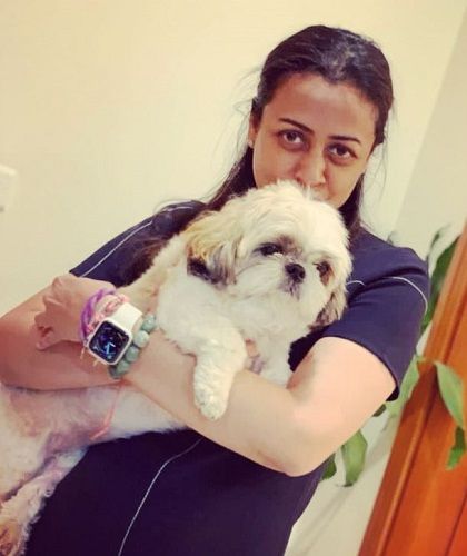Namrata Shirodkar with her pet dog