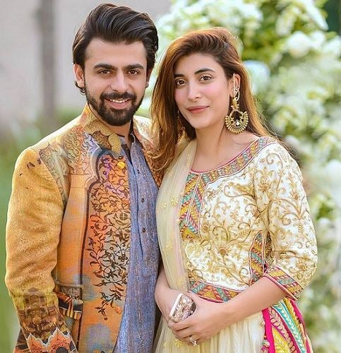 Farhan Saeed with his wife