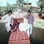 Harivansh Rai Bachchan with his wife and two sons Amitabh (left) and Ajitabh (Right)